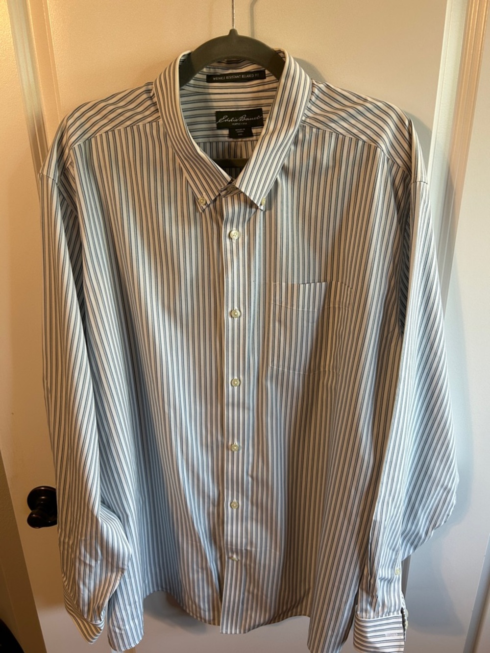 Eddie Bauer Men's Blue & White Vertical Stripe Button-Down Shirt
0003